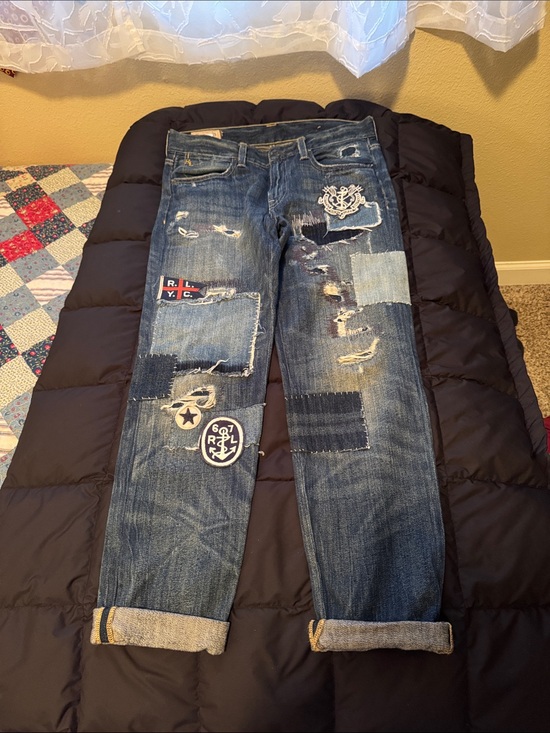 Ralph Lauren Denim - Ralph Lauren Patchwork Distressed Blue Denim Jeans